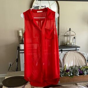 Lush Vibrant Red Blouse sheer.